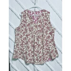 Aligaduo Summer Women’s V-neck Tunic Shirt White Red Floral 2XL